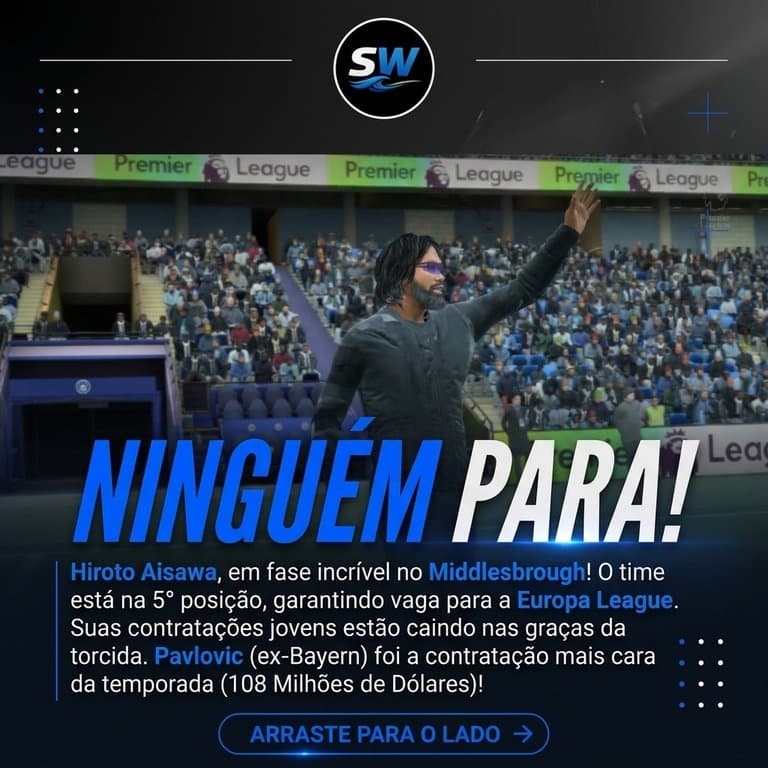 🚨 NINGUÉM PARA! 🚨 Hiroto Aisawa segue voando no Middlesbrough! 🔥 O clube ocupa a 5ª posição e sonha com a Europa League. Pavlovic, ref…