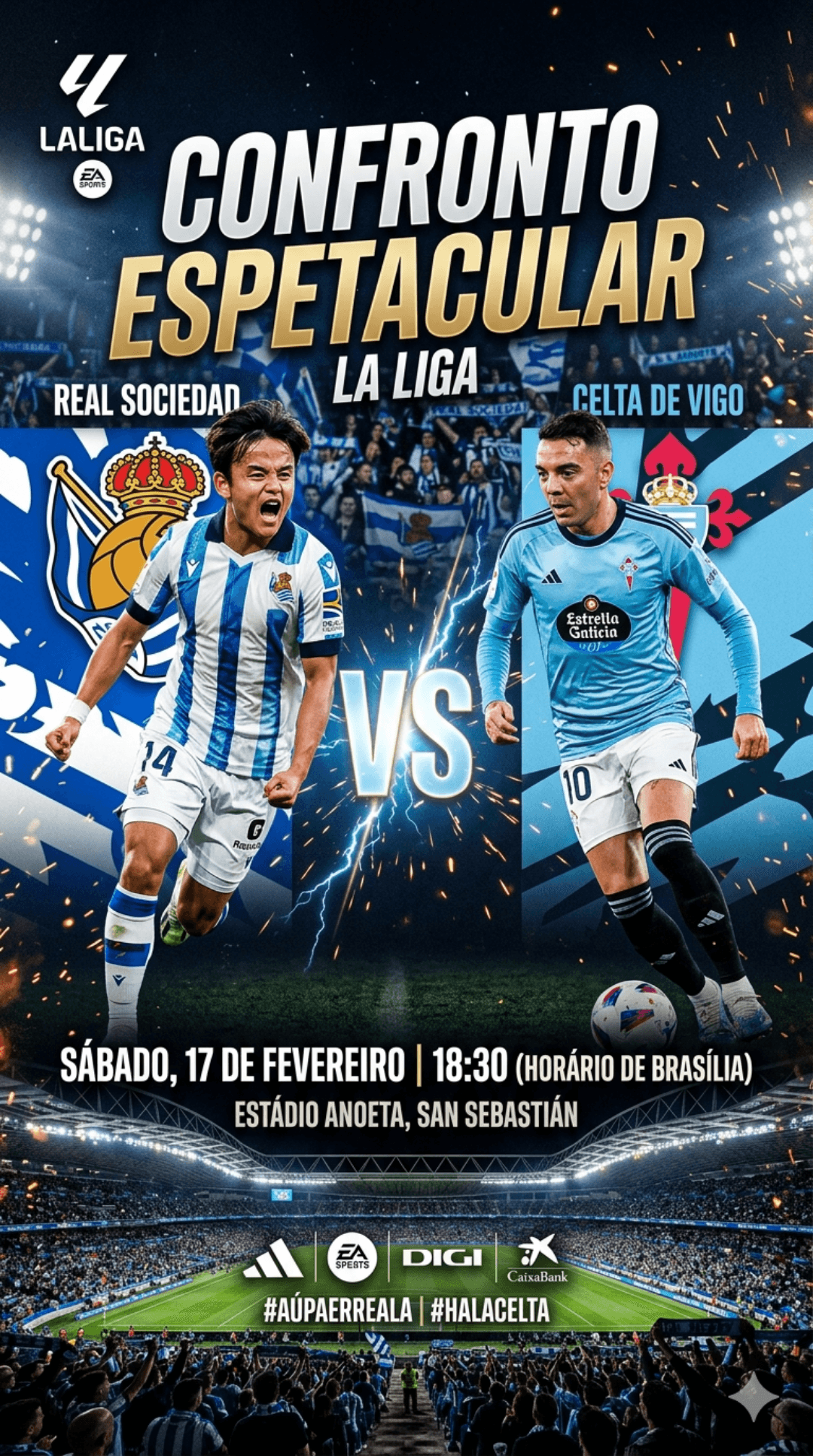 Real sociedad x Celta de vigo pela lá liga,E ESSA RODADA TA VALENDO A LIDERANÇA,SE O REAL SOCIEDAD VENCER ELES VIRAM LIDERES DA LA LIGA!