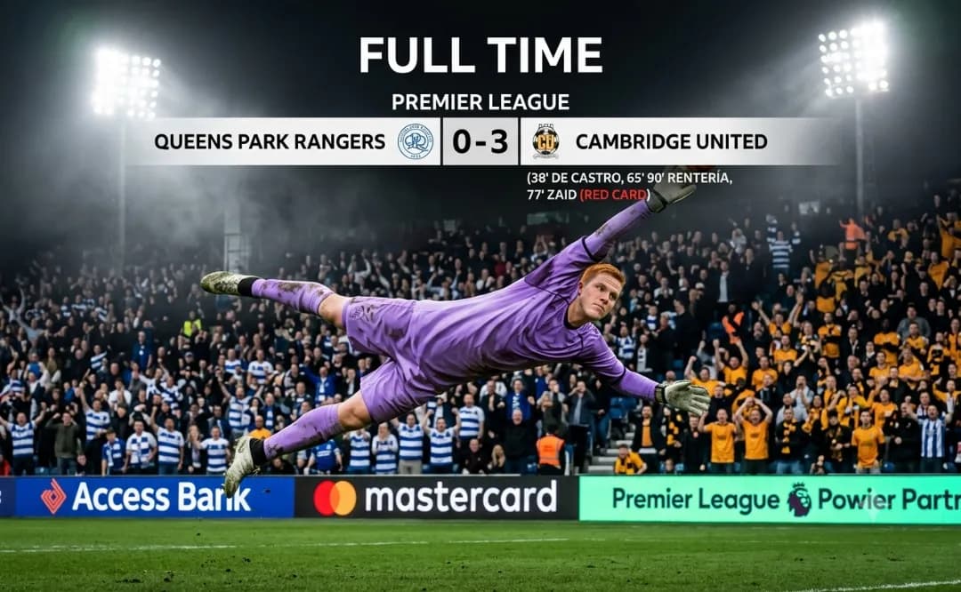 FIM DE JOGO! O Cambridge United mostra sua força mesmo com 10! Vitoria por 3 a 0 fora de casa (Rentería 2x e De Castro), expulsão do gole…