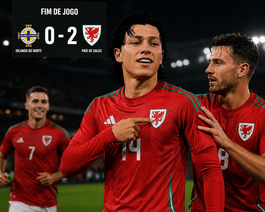 País de Gales vence Irlanda do Norte por 2 a 0 nas Eliminatórias da Eurocopa com gol de Mayk ⚽🔥