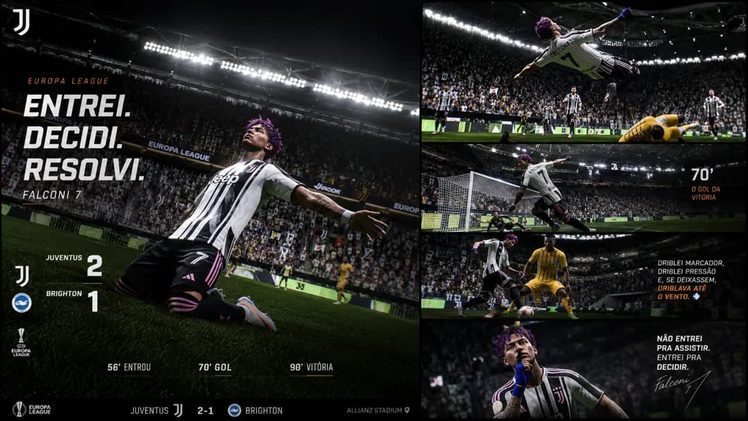 Entrei, decidi e resolvi. ⚽🔥 Juventus 2–1 Brighton. 🖤