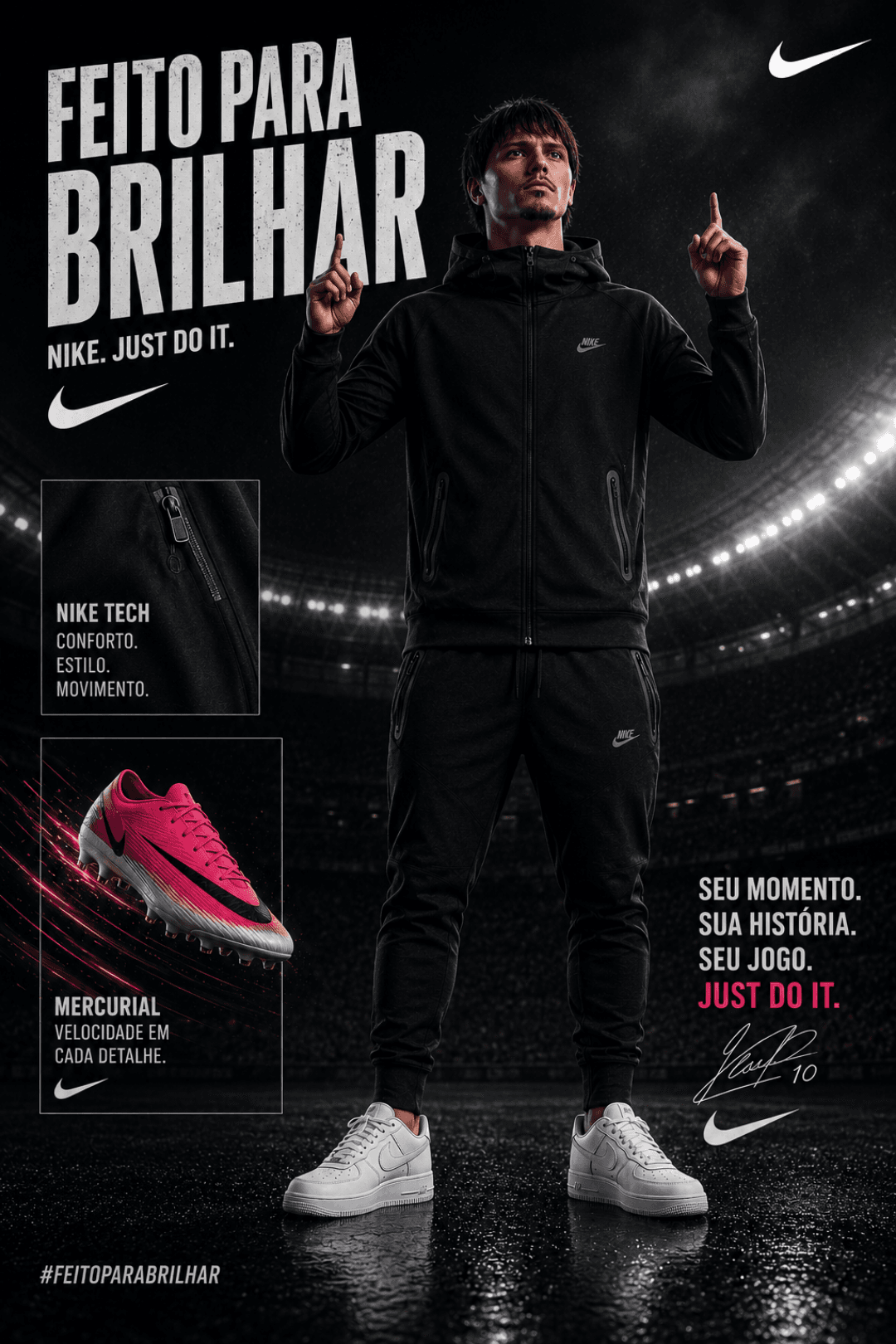 Muito feliz em anunciar minha chegada à Nike. ⚽🖤 Um novo capítulo começa. Grato pela confiança e pronto para representar essa marca dent…