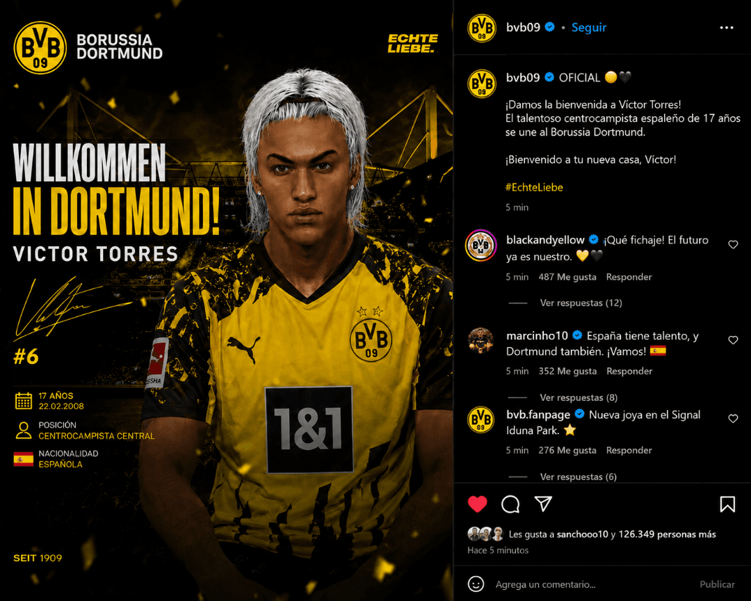 VÍCTOR TORRES ES NUEVO JUGADOR DEL BORUSSIA DORTMUND. El club alemán incorpora a una de las mayores promesas del fútbol español. Con solo…