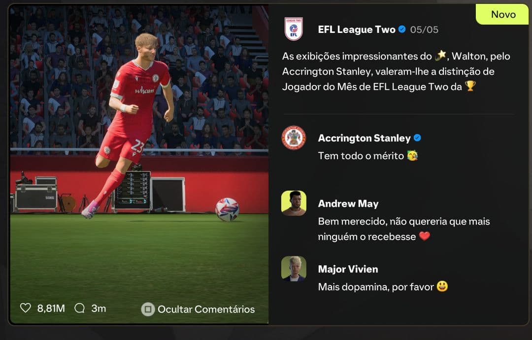 Parabéns Walton⚪️🔴 Na disputa pela artilharia da liga, Walton recebeu o prémio melhor jogador do mês de maio da EFL League Two.