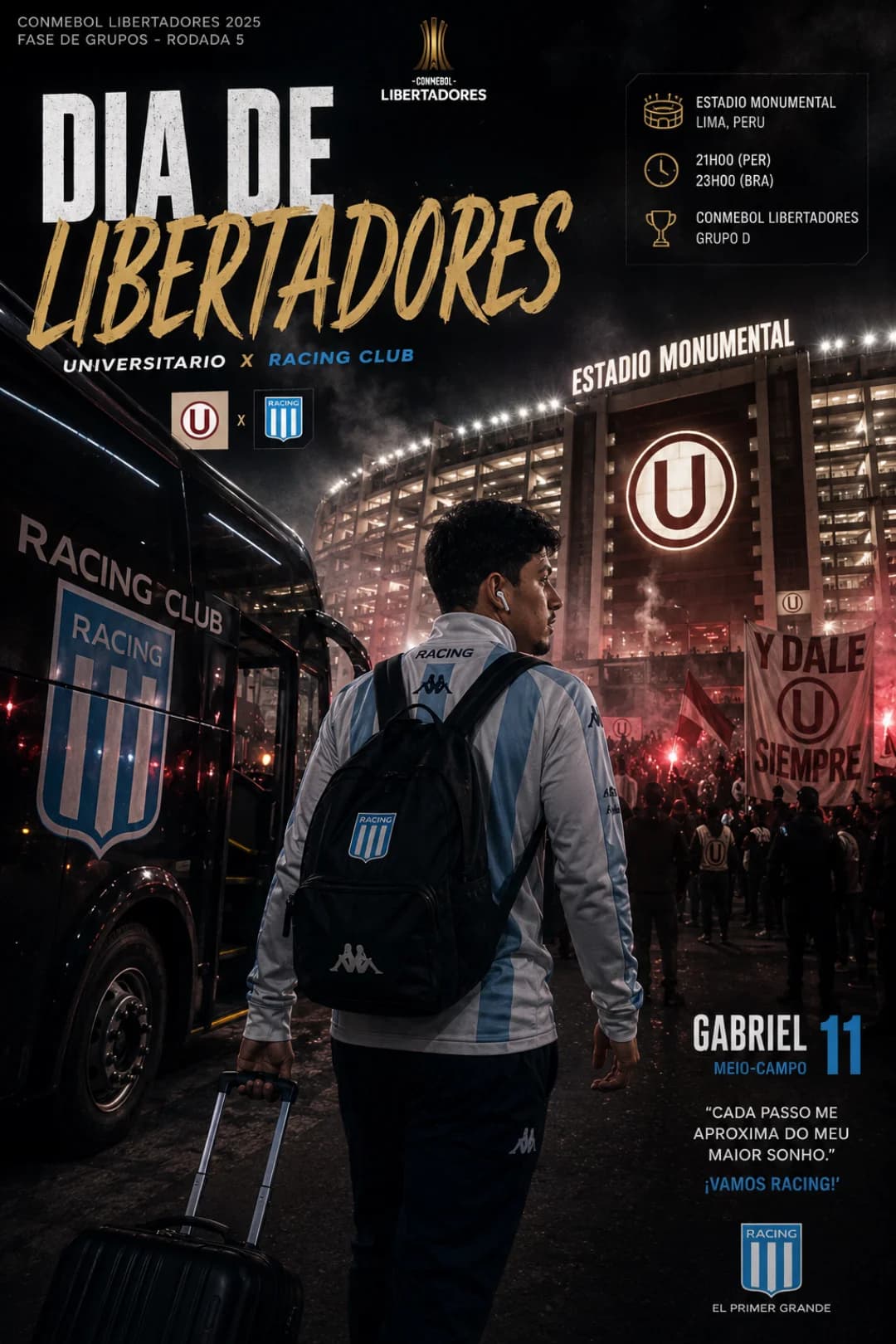 Chegando no estadio, pronto pra mais um jogo importante.