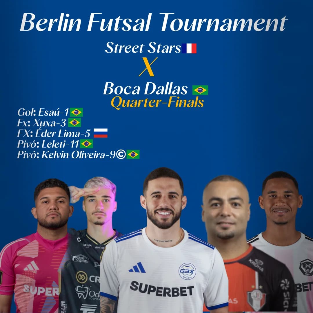 Esses são os 5 escolhidos pelo Velho para entrar na quadra do ginásio de Berlin!🔵🟡🇧🇷 Dedo-20 Caiuby-8 Andreas-10 Ficam de fora do jog…
