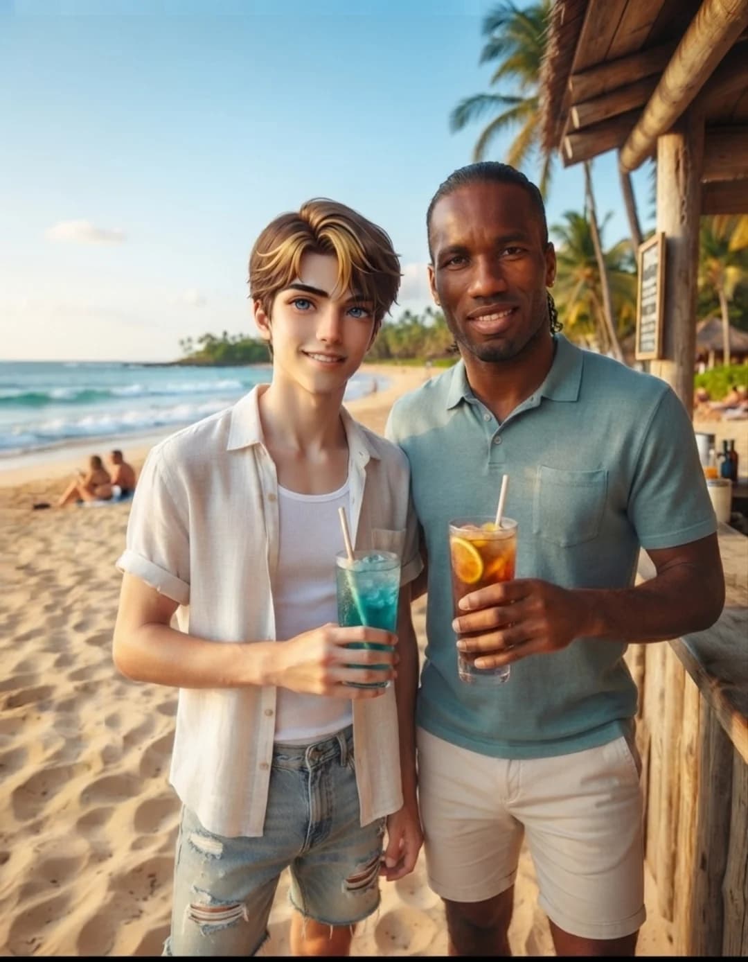 I went to the beach with Drogba, it was great and very fun.