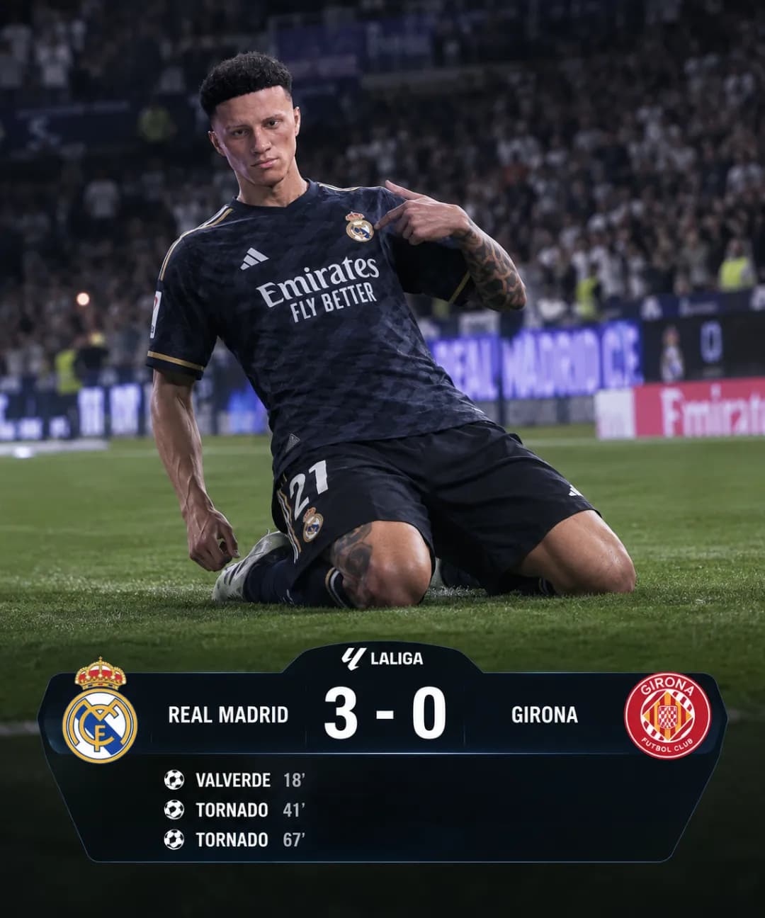 Tornado marca dois gols no 3 a 0 contra o girona se destacando mais uma vez e ajudando o real Madrid a ficar no topo da tabela e com uma …