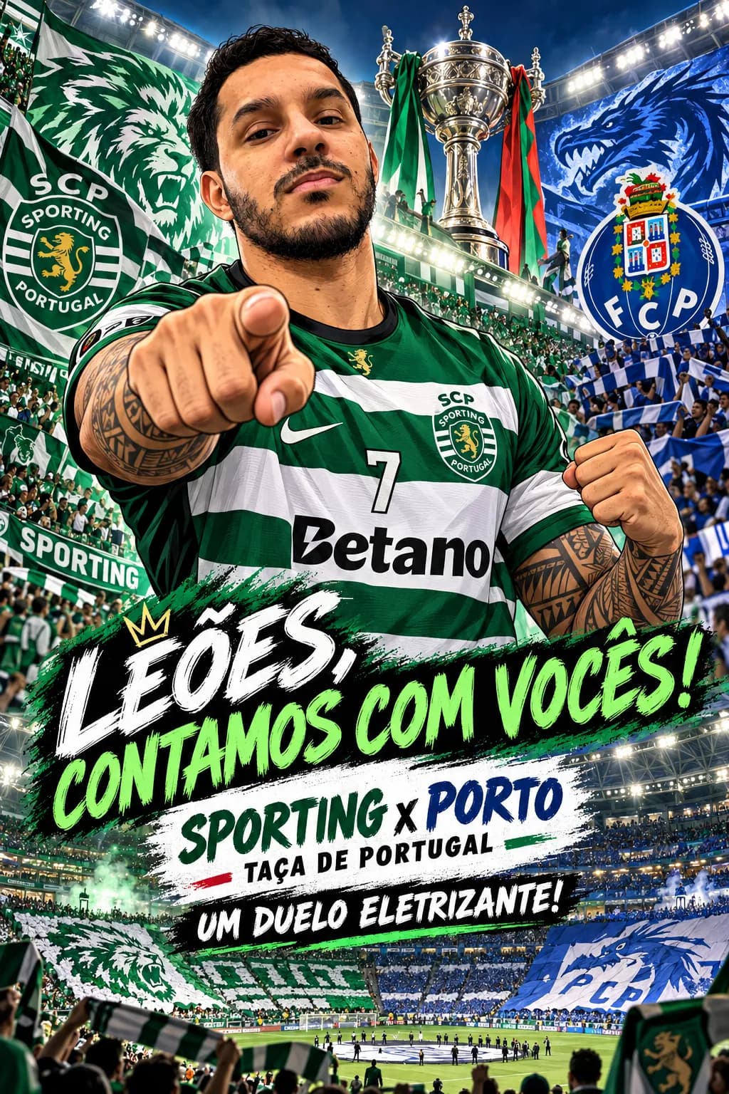 Já chegamos no estádio para o jogão dessa noite O clássico português que vai parar a cidade! Vamos em busca dessa classificação na copa p…